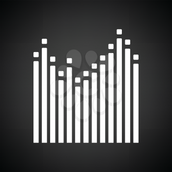 Graphic equalizer icon. Black background with white. Vector illustration.