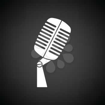 Old microphone icon. Black background with white. Vector illustration.