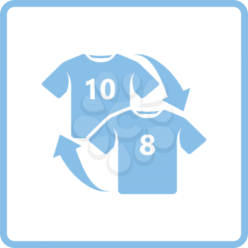 Soccer replace icon. Blue frame design. Vector illustration.