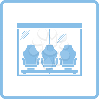 Soccer player's bench icon. Blue frame design. Vector illustration.
