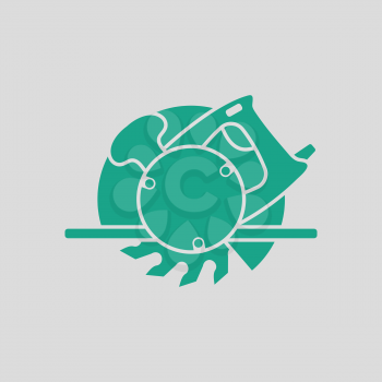 Circular saw icon. Gray background with green. Vector illustration.