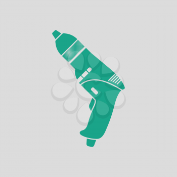 Electric drill icon. Gray background with green. Vector illustration.