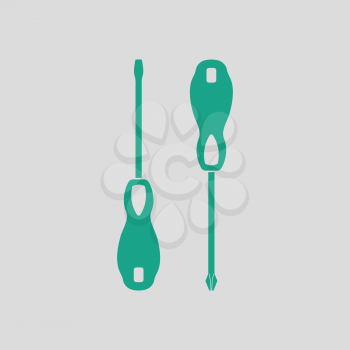 Screwdriver icon. Gray background with green. Vector illustration.