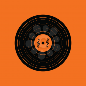 Analogue record icon. Orange background with black. Vector illustration.