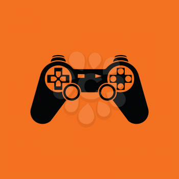 Gamepad  icon. Orange background with black. Vector illustration.