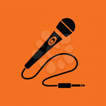 Karaoke microphone  icon. Orange background with black. Vector illustration.