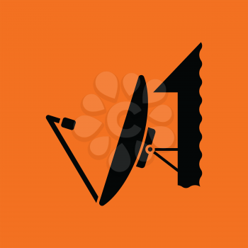 Satellite antenna icon. Orange background with black. Vector illustration.