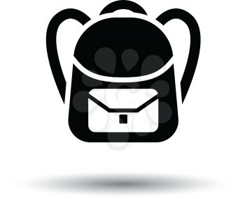 School rucksack  icon. White background with shadow design. Vector illustration.