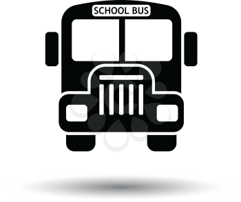 School bus icon. White background with shadow design. Vector illustration.