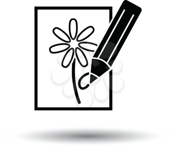 Sketch with pencil icon. White background with shadow design. Vector illustration.