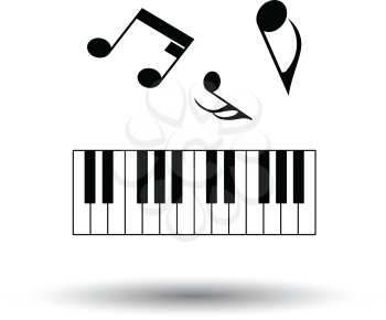 Piano keyboard icon. White background with shadow design. Vector illustration.