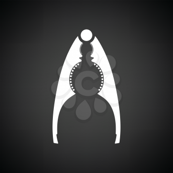 Nutcracker pliers icon. Black background with white. Vector illustration.