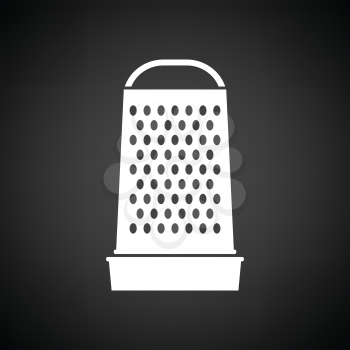 Kitchen grater icon. Black background with white. Vector illustration.