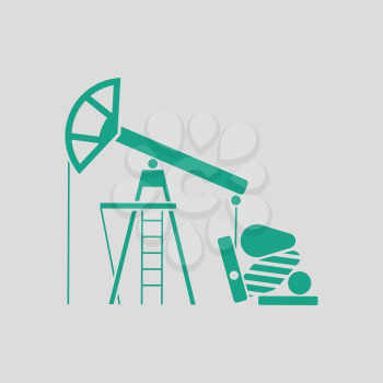 Oil pump icon. Gray background with green. Vector illustration.