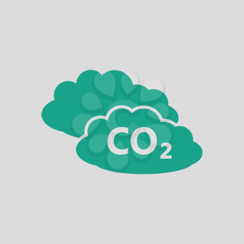 CO 2 cloud icon. Gray background with green. Vector illustration.