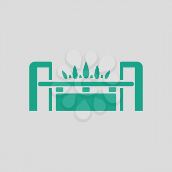 Gas burner icon. Gray background with green. Vector illustration.