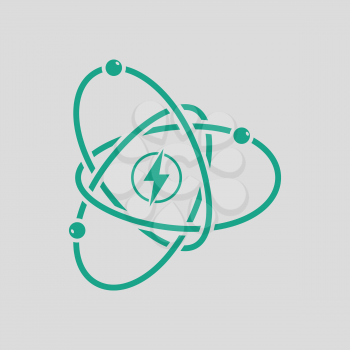 Atom energy icon. Gray background with green. Vector illustration.