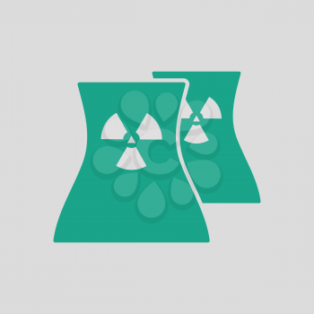 Nuclear station icon. Gray background with green. Vector illustration.