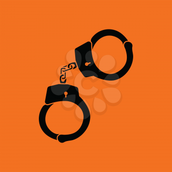Handcuff  icon. Orange background with black. Vector illustration.