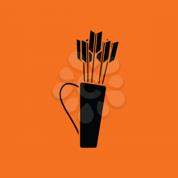 Quiver with arrows icon. Orange background with black. Vector illustration.