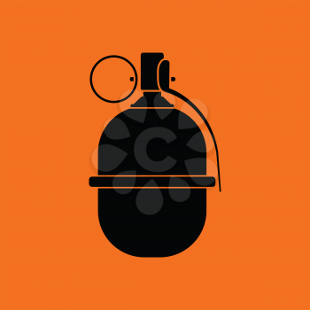 Attack grenade icon. Orange background with black. Vector illustration.
