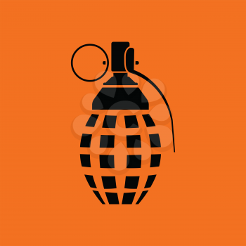 Defensive grenade icon. Orange background with black. Vector illustration.
