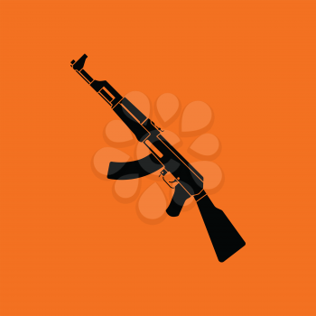 Russian weapon rifle icon. Orange background with black. Vector illustration.