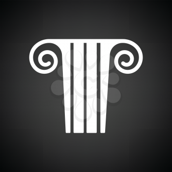 Antique column  icon. Black background with white. Vector illustration.