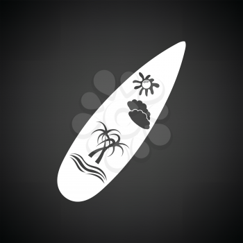 Surfboard icon. Black background with white. Vector illustration.