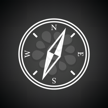 Compass icon. Black background with white. Vector illustration.