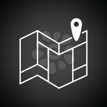 Navigation map icon. Black background with white. Vector illustration.