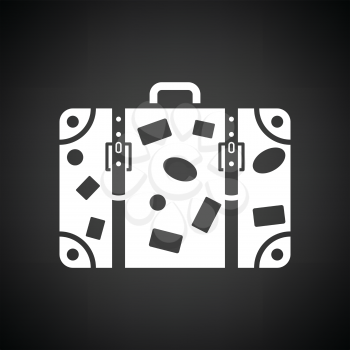 Suitcase icon. Black background with white. Vector illustration.