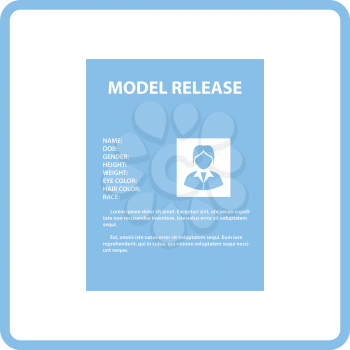 Icon of model release document. Blue frame design. Vector illustration.