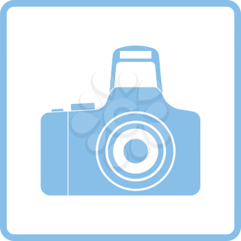 Icon of photo camera. Blue frame design. Vector illustration.
