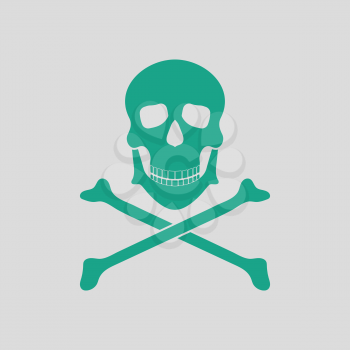Icon of poison from skill and bones. Gray background with green. Vector illustration.