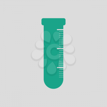 Icon of chemistry beaker. Gray background with green. Vector illustration.