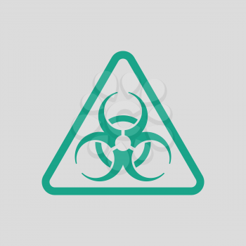 Icon of biohazard. Gray background with green. Vector illustration.