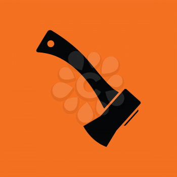 Camping axe  icon. Orange background with black. Vector illustration.