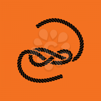 Knoted rope  icon. Orange background with black. Vector illustration.