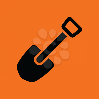 Camping shovel icon. Orange background with black. Vector illustration.