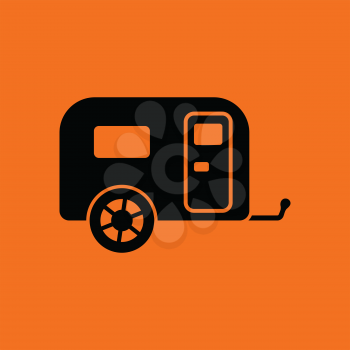 Camping family caravan car  icon. Orange background with black. Vector illustration.