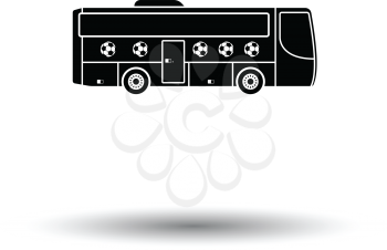 Football fan bus icon. White background with shadow design. Vector illustration.