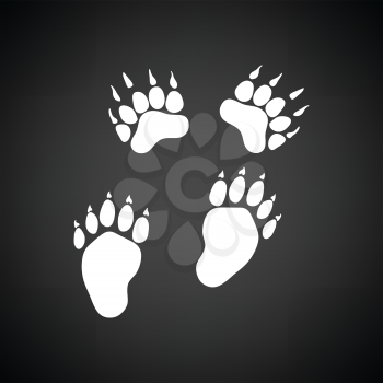 Bear trails  icon. Black background with white. Vector illustration.