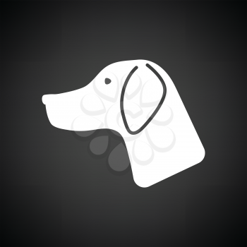 Hunting dog had  icon. Black background with white. Vector illustration.