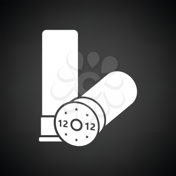 Ammo from hunting gun icon. Black background with white. Vector illustration.