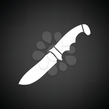 Hunting knife icon. Black background with white. Vector illustration.