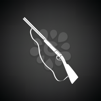 Hunting gun icon. Black background with white. Vector illustration.