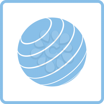 Fitness rubber ball icon. Blue frame design. Vector illustration.