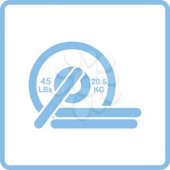 Barbell disks icon. Blue frame design. Vector illustration.