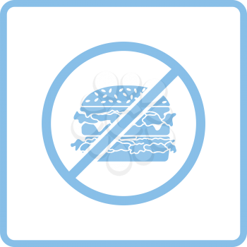  Prohibited hamburger icon. Blue frame design. Vector illustration.